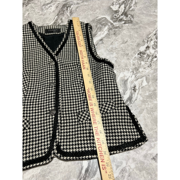 Women's ST SOPHIA PARIS Houndstooth 100% Wool Vest Size 8 Black White - Picture 10 of 12